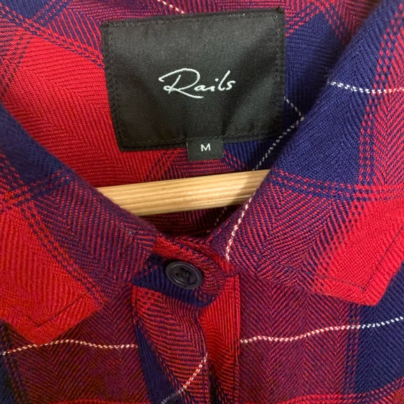 Rails Hunter Button Down in Ruby/Navy Check | Medium - Picture 4 of 6